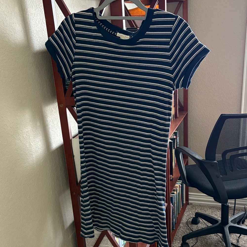 Copper Key Navy and White Striped Mini Dress